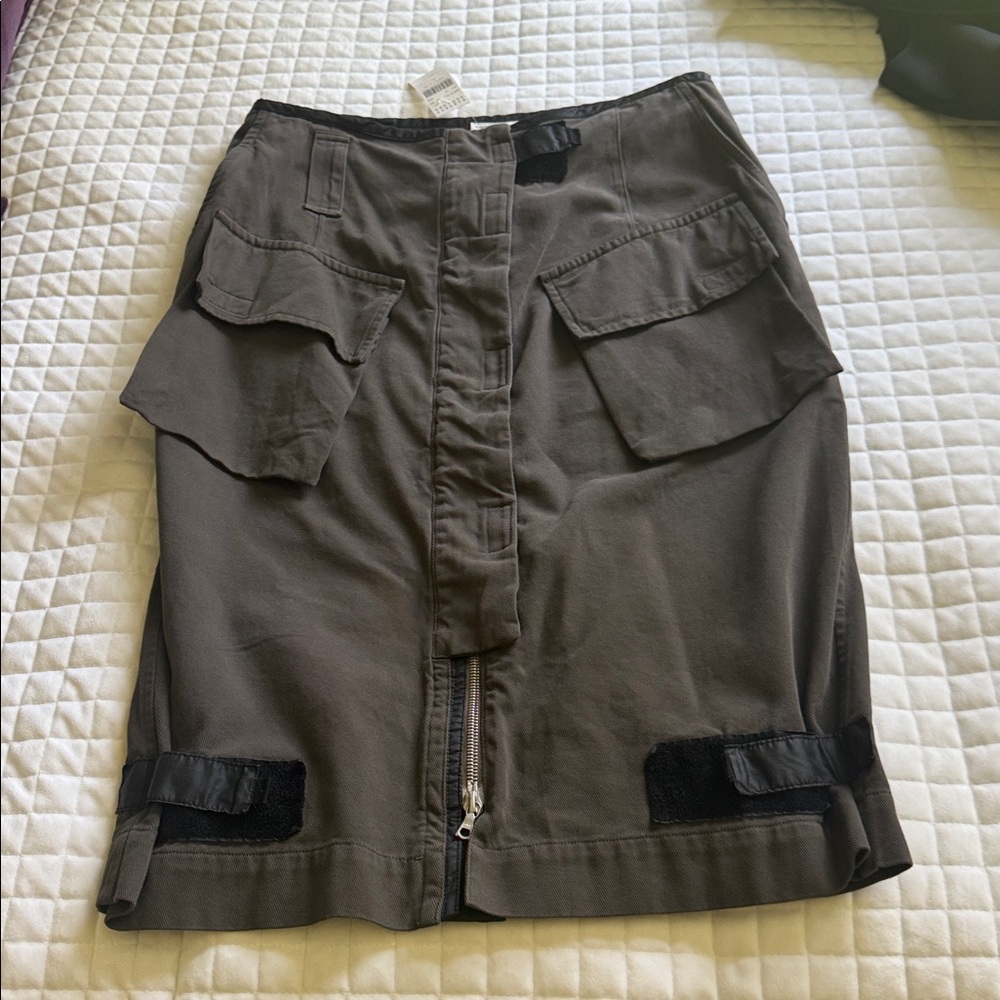 Dries Van Noten Green/Brown Cargo Midi skirt size 42 US size 10